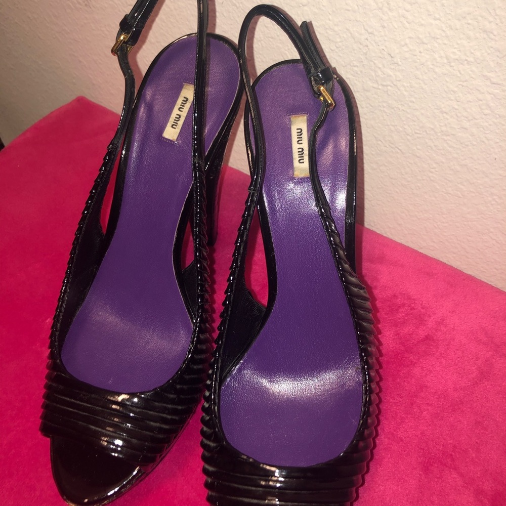 MIU MIU Black Slingback Heels. 100% Authentic.